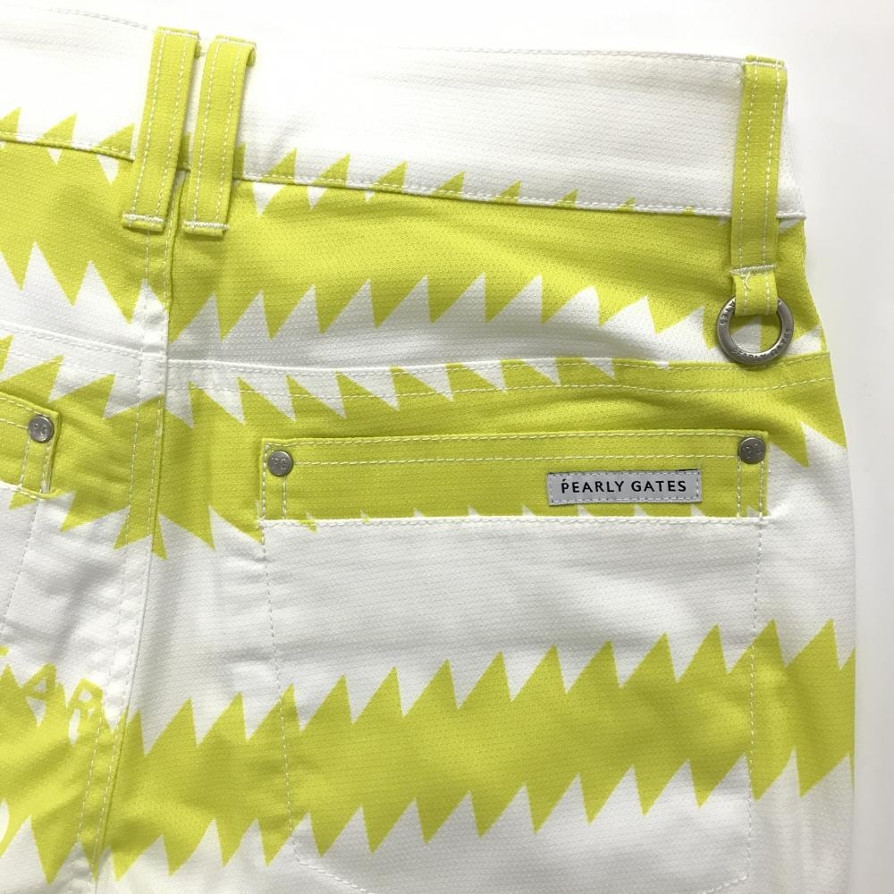 新品】パーリーゲイツ パンツ 白×イエロー ギザギザボーダー