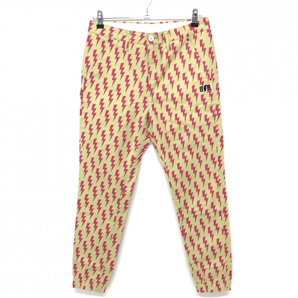 【新品】パーリーゲイツ ジョガーパンツ ベージュ×ピンク 稲妻柄 ストレッチ  レディース 1(M) ゴルフウェア PEARLY GATES