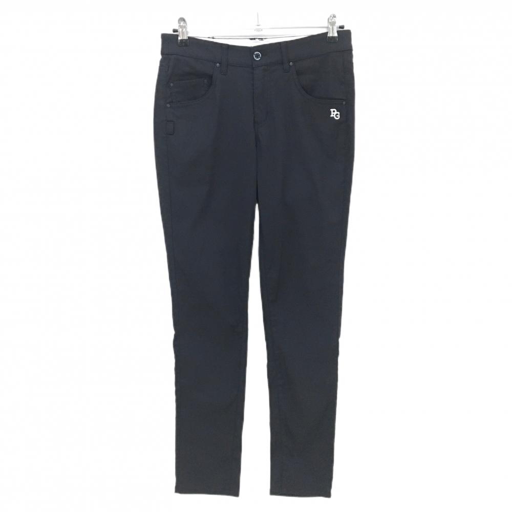 【超美品】パーリーゲイツ パンツ ネイビー 織生地 ストレッチ ワッペン レディース 2(L) ゴルフウェア PEARLY GATES