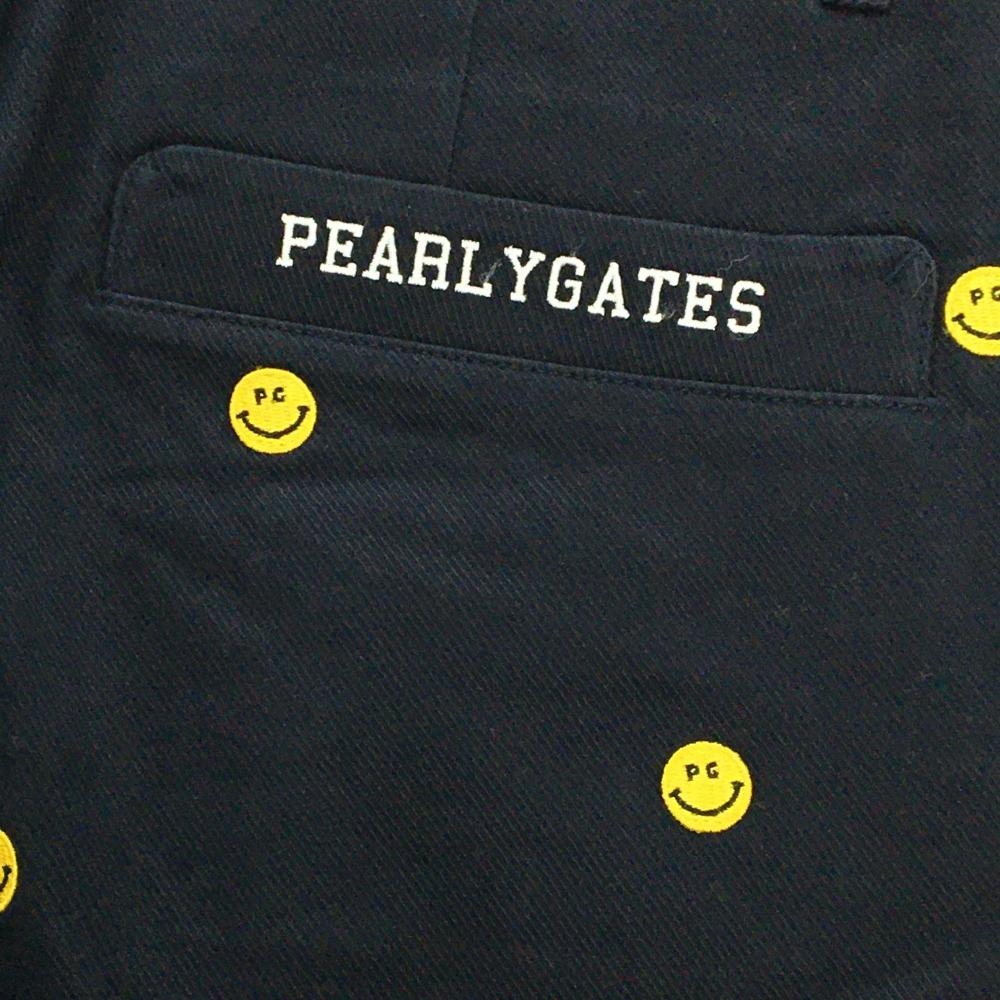 パーリーゲイツ パンツ ネイビー×イエロー ニコちゃん総柄 スマイル