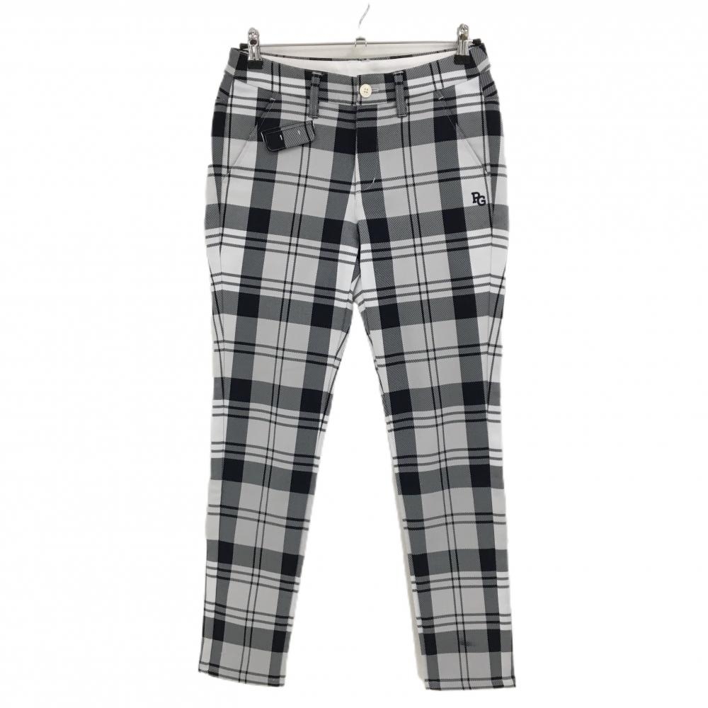 パーリーゲイツ パンツ ライトグレー×黒 チェック レディース 1(M) ゴルフウェア 2023年モデル PEARLY GATES