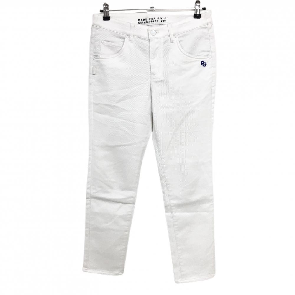 【美品】パーリーゲイツ パンツ 白 ロゴ刺しゅう レディース 2(L) ゴルフウェア PEARLY GATES
