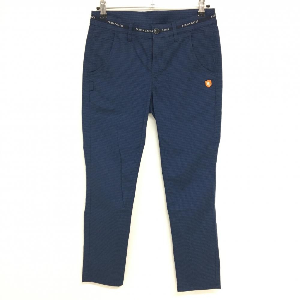 【超美品】パーリーゲイツ パンツ ネイビー 総柄地模様 レディース 1(M) ゴルフウェア PEARLY GATES