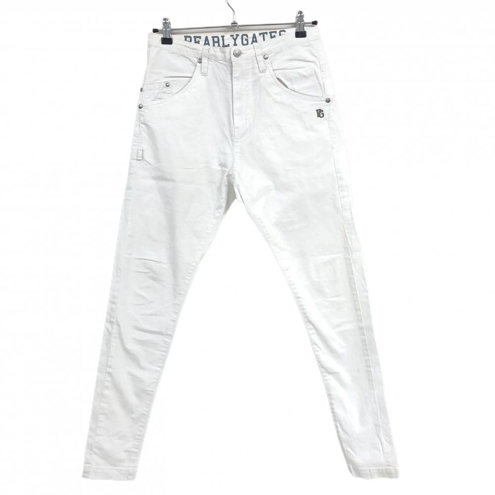 パーリーゲイツ パンツ 白 ウエスト内側ロゴプリント ストレッチ レディース 1(M) ゴルフウェア PEARLY GATES