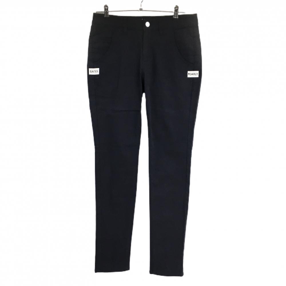 パーリーゲイツ パンツ ネイビー×白 ロゴプリント ストレッチ 裏微起毛 レディース 2(L) ゴルフウェア PEARLY GATES