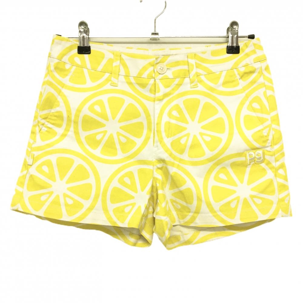 美品】パーリーゲイツ ショートパンツ 白×イエロー レモン柄