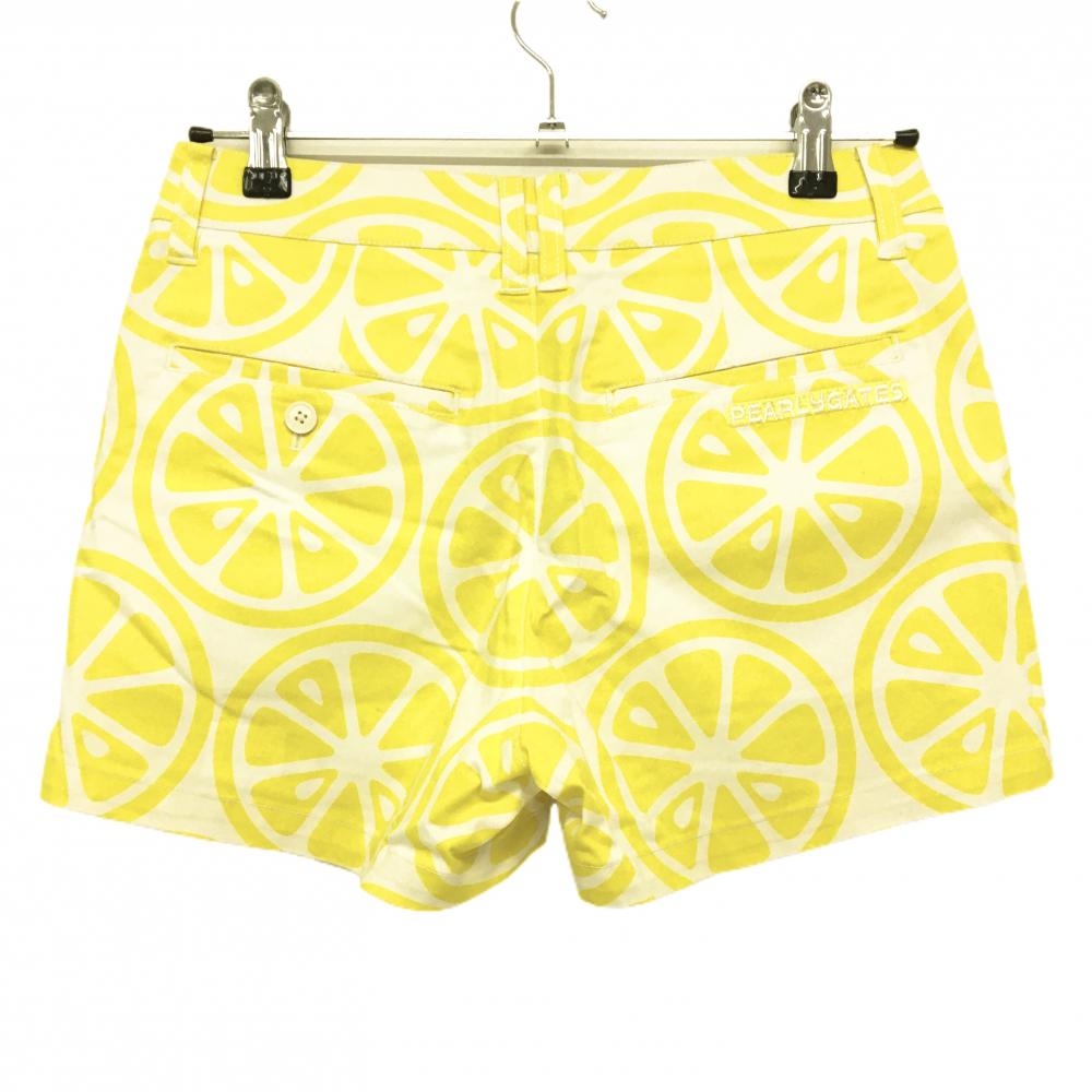 美品】パーリーゲイツ ショートパンツ 白×イエロー レモン柄