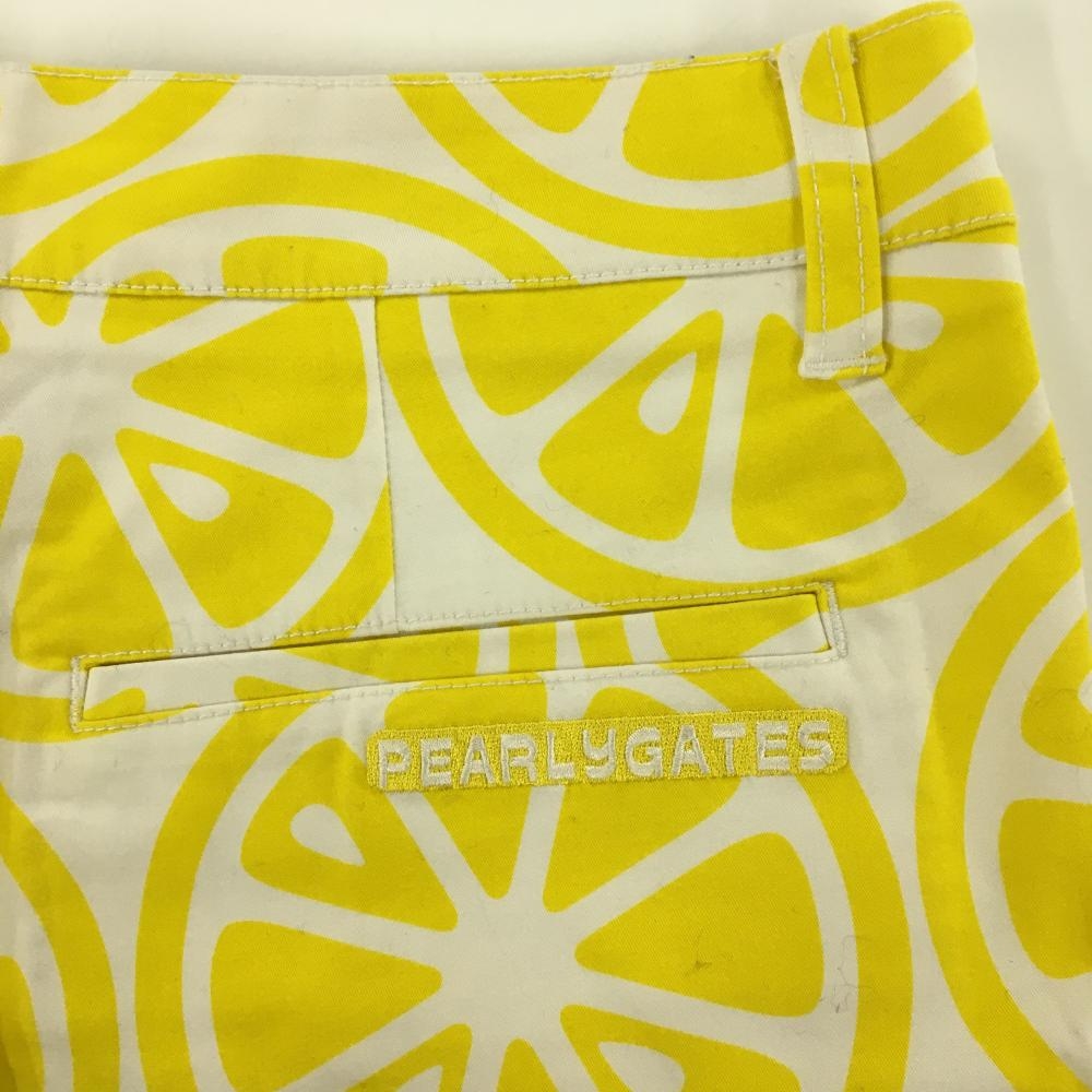 美品】パーリーゲイツ ショートパンツ 白×イエロー レモン柄