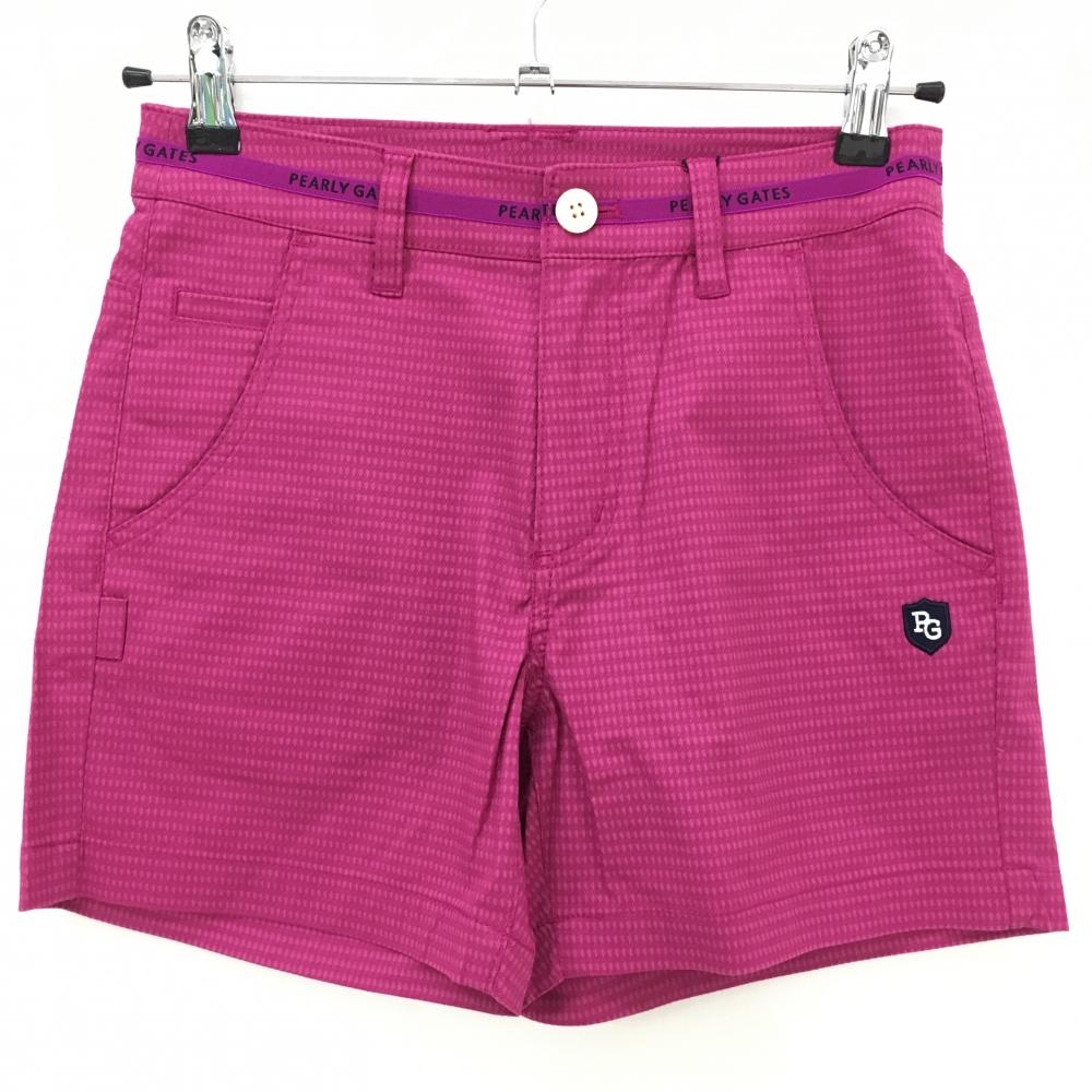 【新品】パーリーゲイツ ショートパンツ パープルピンク 総柄織生地 レディース 00(XS) ゴルフウェア PEARLY GATES