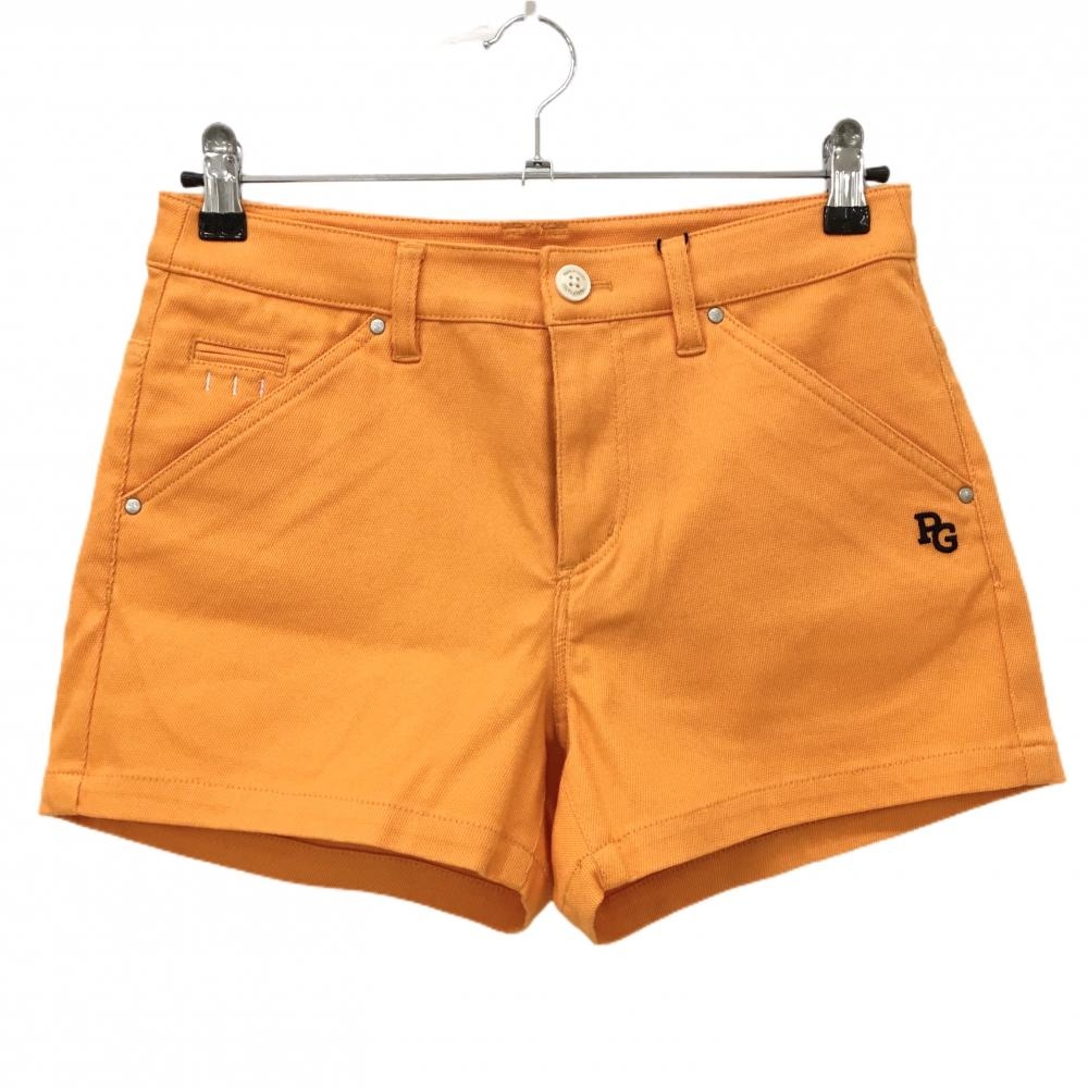 【新品】パーリーゲイツ ショートパンツ オレンジ×ネイビー ロゴ刺しゅう ストレッチ レディース 0(S) ゴルフウェア PEARLY GATES
