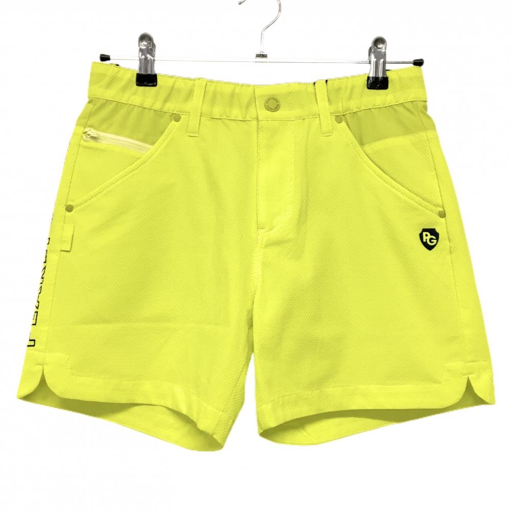 【新品】パーリーゲイツ ショートパンツ イエロー×ネイビー ダイヤ柄織生地 サイドロゴ  レディース 1(M) ゴルフウェア PEARLY GATES