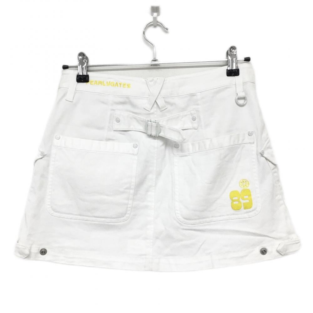 パーリーゲイツ スカート 白×イエロー レモン ティー装着可 レディース