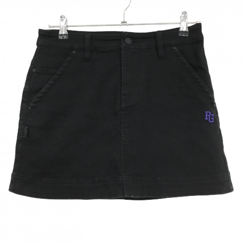 パーリーゲイツ スカート 黒×パープル ストレッチ ロゴ刺しゅう レディース 1(M) ゴルフウェア PEARLY GATES