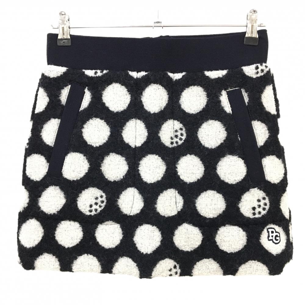 【新品】パーリーゲイツ ウールスカート ダークネイビー×白 ドット柄 裏地メッシュ  レディース 0(S) ゴルフウェア PEARLY GATES