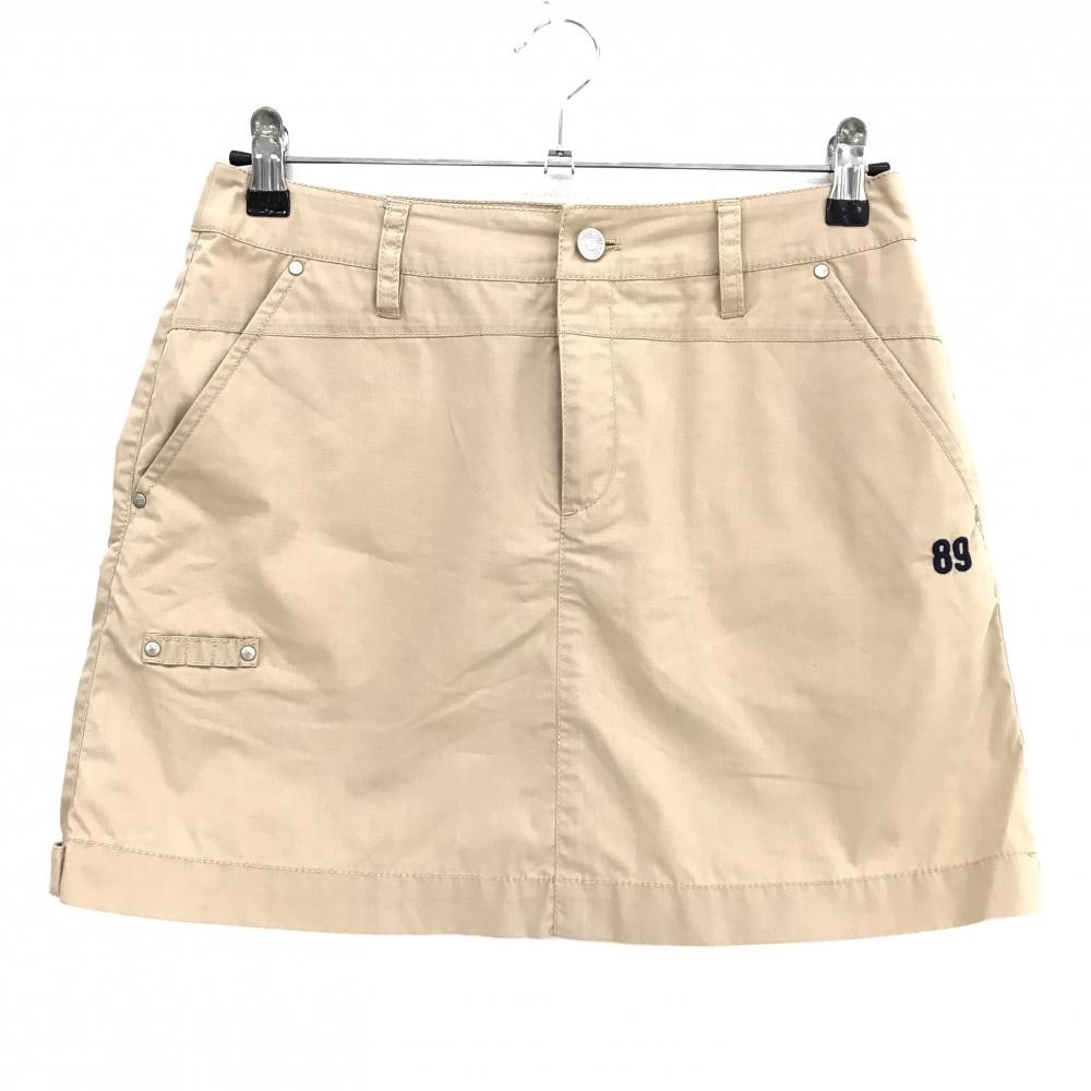【美品】パーリーゲイツ スカート ベージュ 無地 ロゴ刺しゅう レディース 1(M) ゴルフウェア PEARLY GATES
