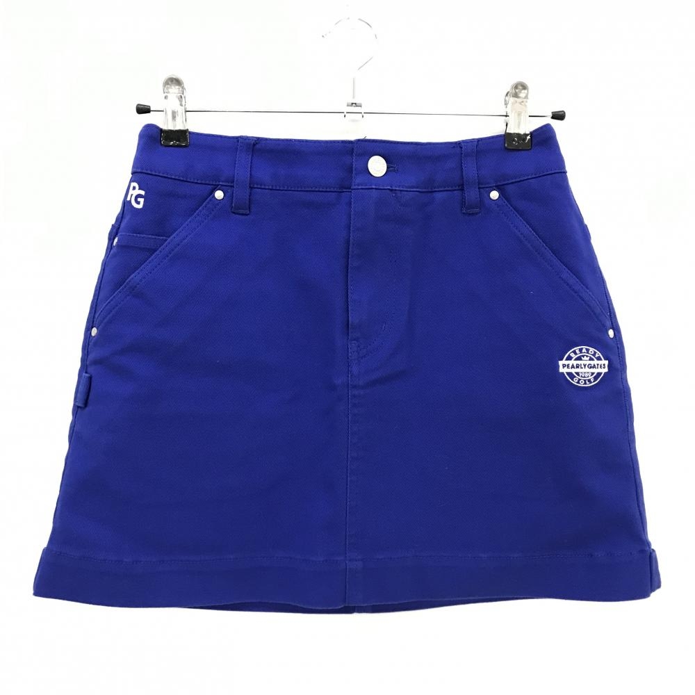 【美品】パーリーゲイツ スカート　ブルー ロゴ白 ストレッチ レディース 0(S) ゴルフウェア PEARLY GATES
