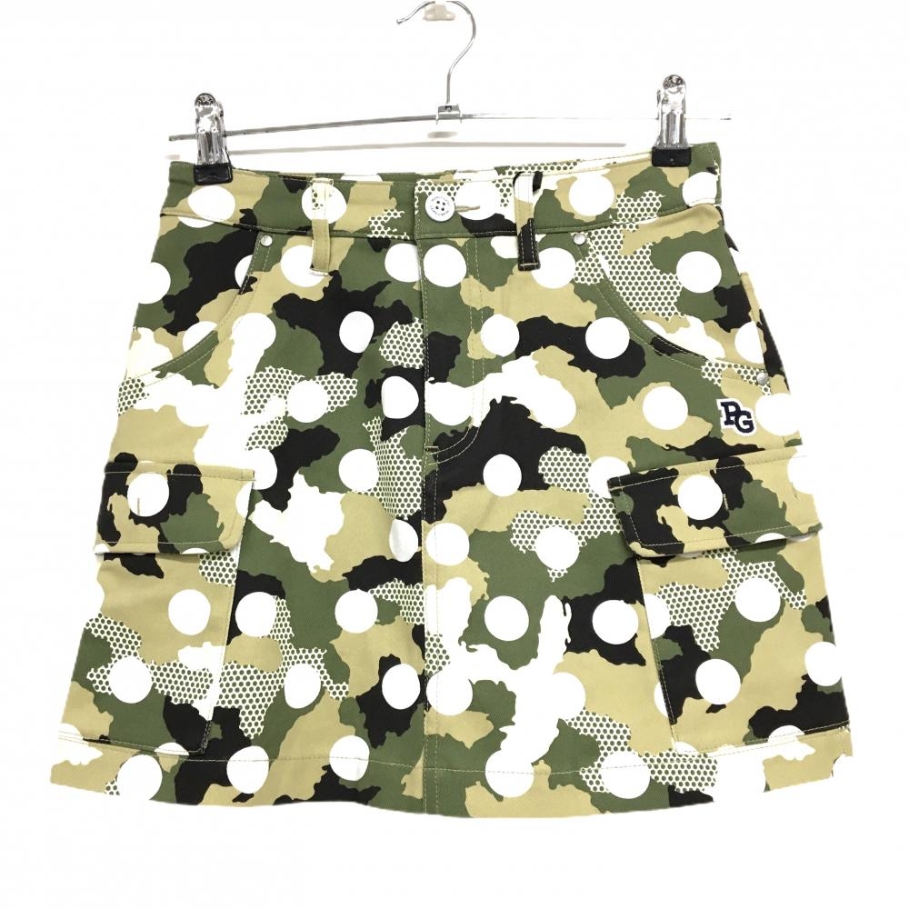 【新品】パーリーゲイツ カーゴスカート カーキ×白 カモフラ 迷彩 ドット レディース 00(XS) ゴルフウェア PEARLY GATES