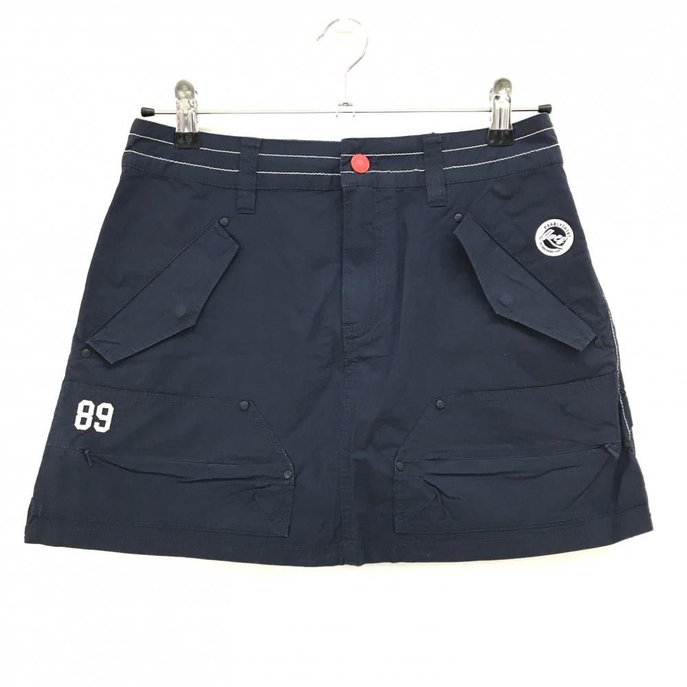 パーリーゲイツ カーゴスカート ネイビー ステッチ白 ティー装着可 レディース 1(M) ゴルフウェア PEARLY GATES
