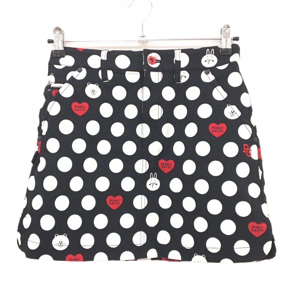 【超美品】パーリーゲイツ×LINE FRIENDS スカート 黒×白 ドット  レディース 00(XS) ゴルフウェア PEARLY GATES