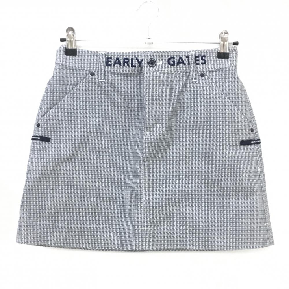 【超美品】パーリーゲイツ スカート ネイビー×白 総柄 ストレッチ ウエストロゴ レディース 0(S) ゴルフウェア PEARLY GATES