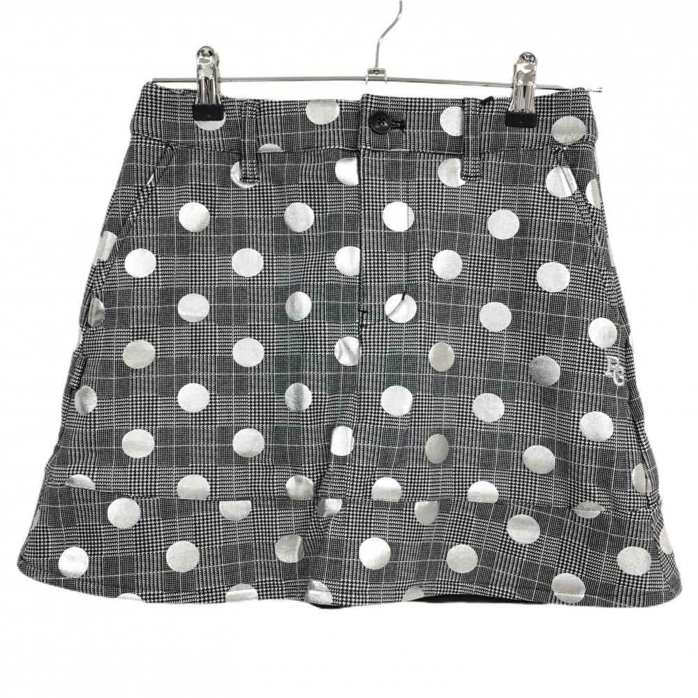 【新品】パーリーゲイツ スカート 黒×白×シルバー ドット柄 チェック 裏微起毛 レディース 0(S) ゴルフウェア PEARLY GATES