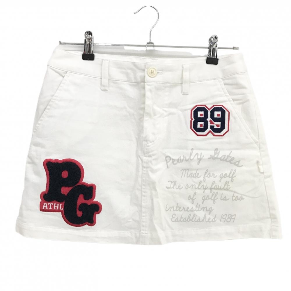 パーリーゲイツ スカート 白 ワッペン レディース 1(M) ゴルフウェア PEARLY GATES