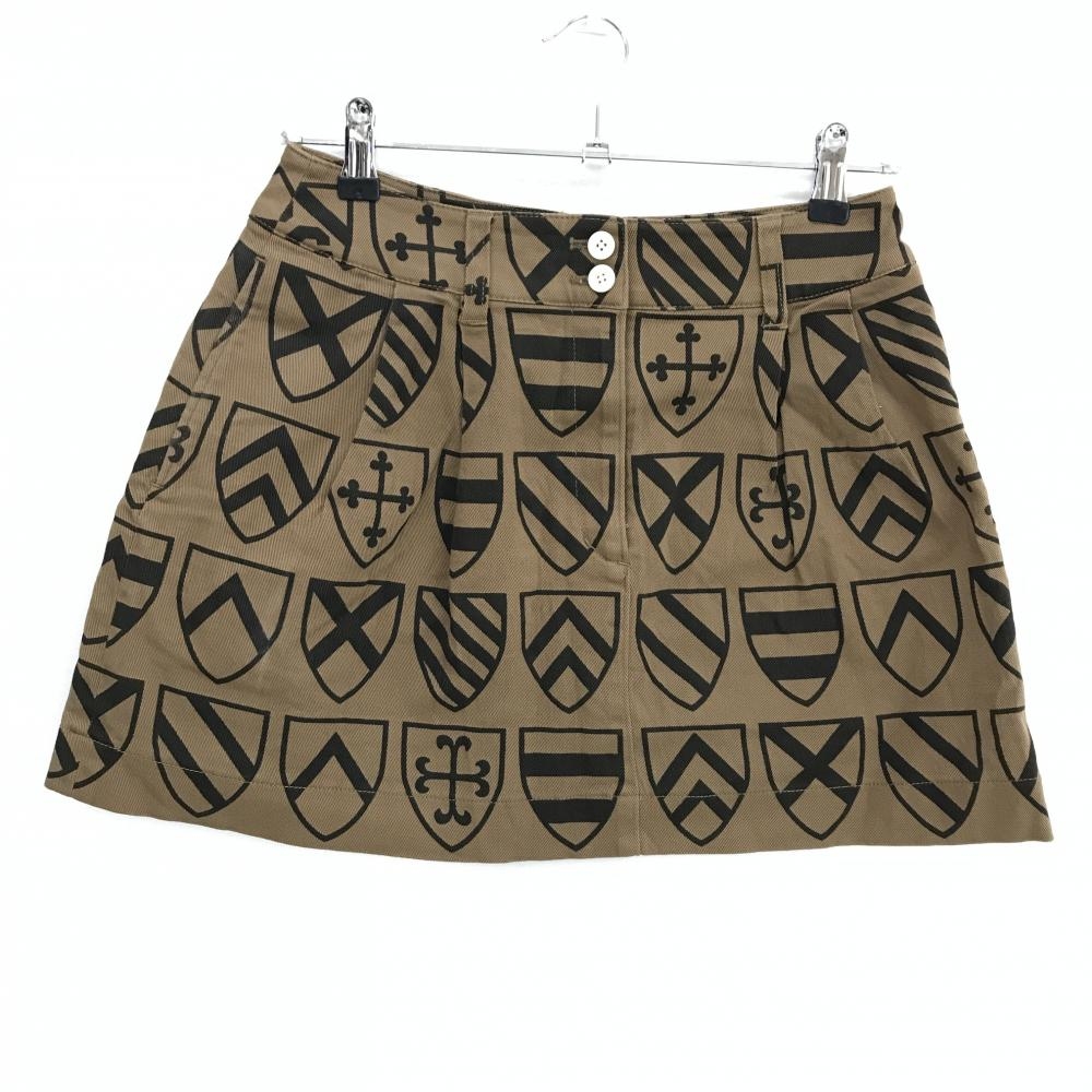【美品】パーリーゲイツ スカート ライトブラウン×ブラウン 総柄 インナーパンツ付き  レディース 1(M) ゴルフウェア PEARLY GATES
