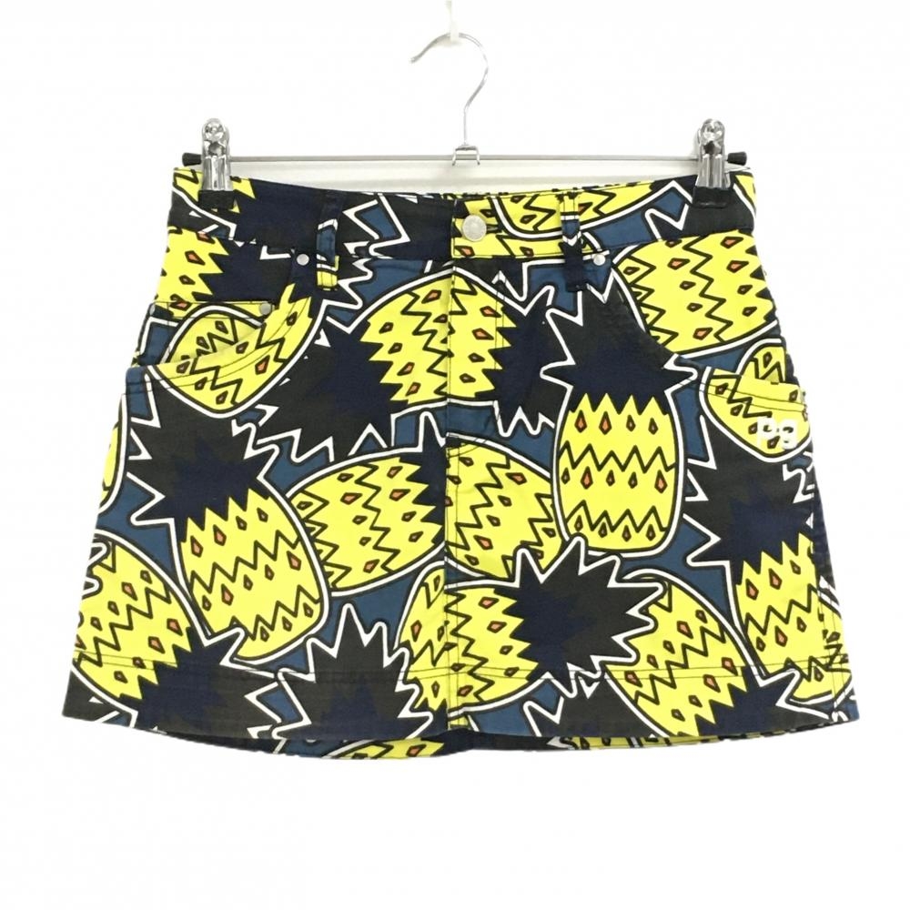 パーリーゲイツ スカート ネイビー×イエロー パイナップル柄  レディース 0(S) ゴルフウェア PEARLY GATES