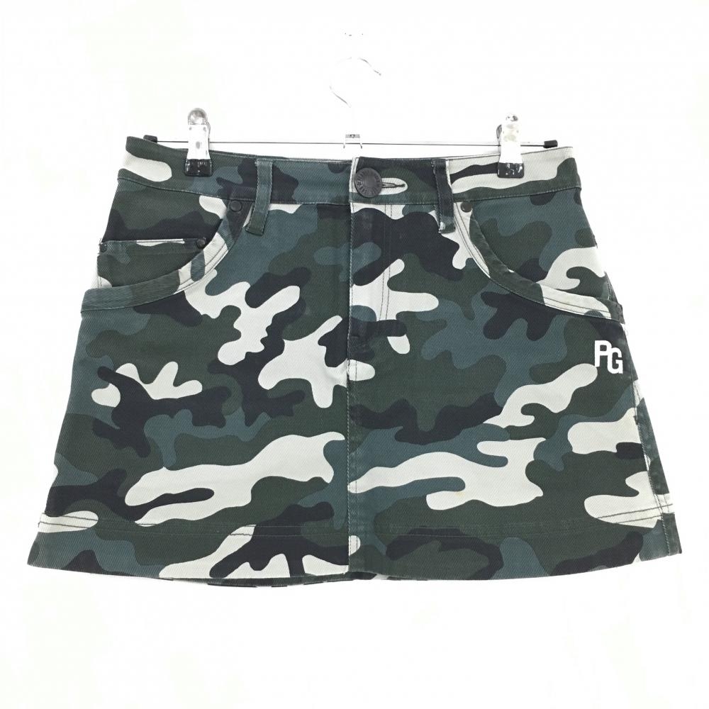 パーリーゲイツ スカート グリーン×ベージュ カモフラ 迷彩  レディース 1(M) ゴルフウェア PEARLY GATES