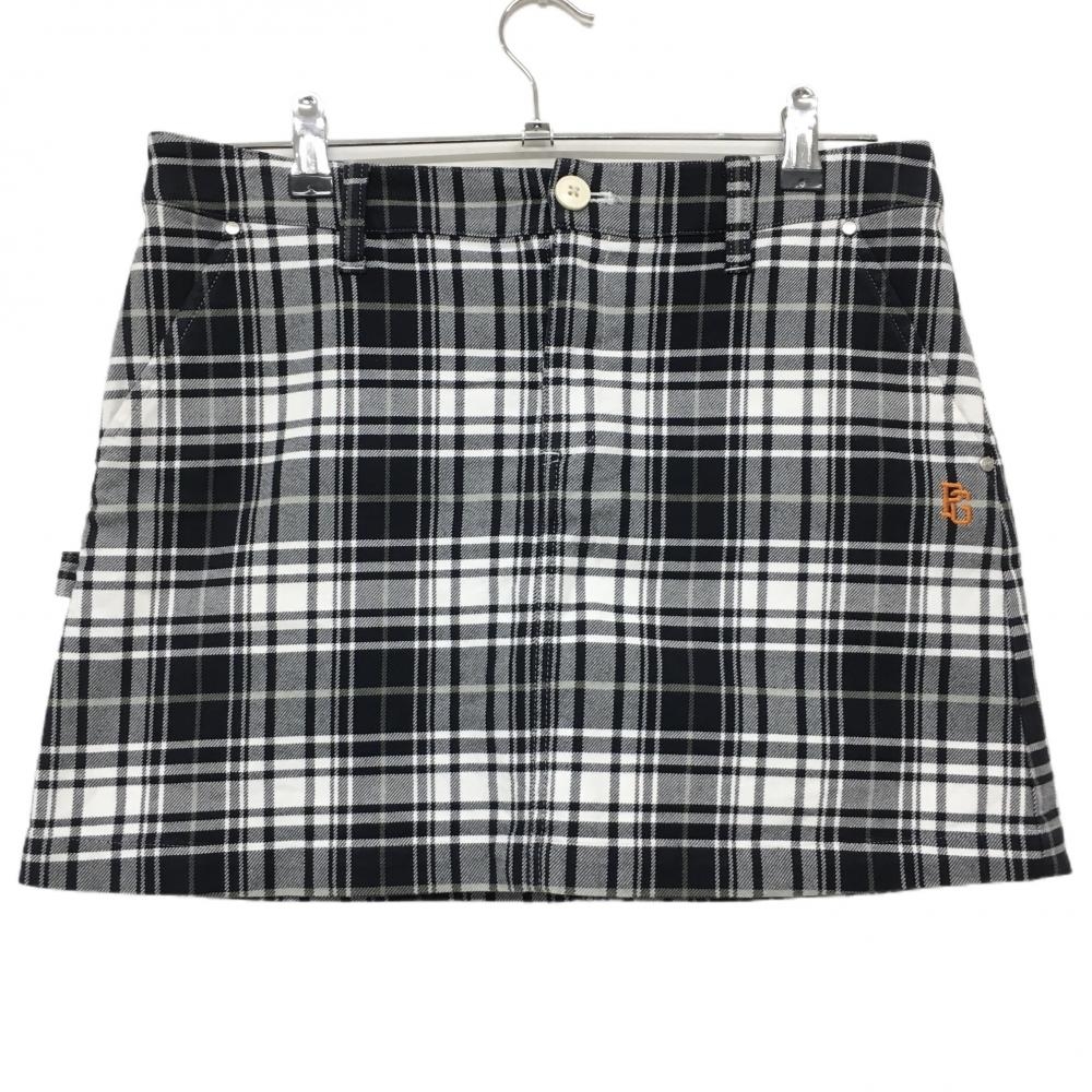 【美品】パーリーゲイツ スカート 黒×白 チェック レディース L ゴルフウェア PEARLY GATES