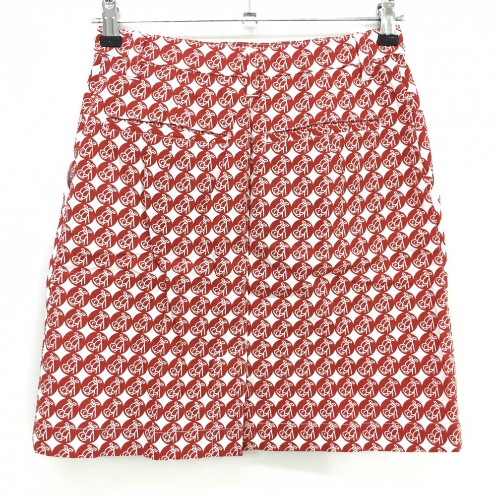 パーリーゲイツ スカート 白×レッド ドット・カート柄 レディース 0(S