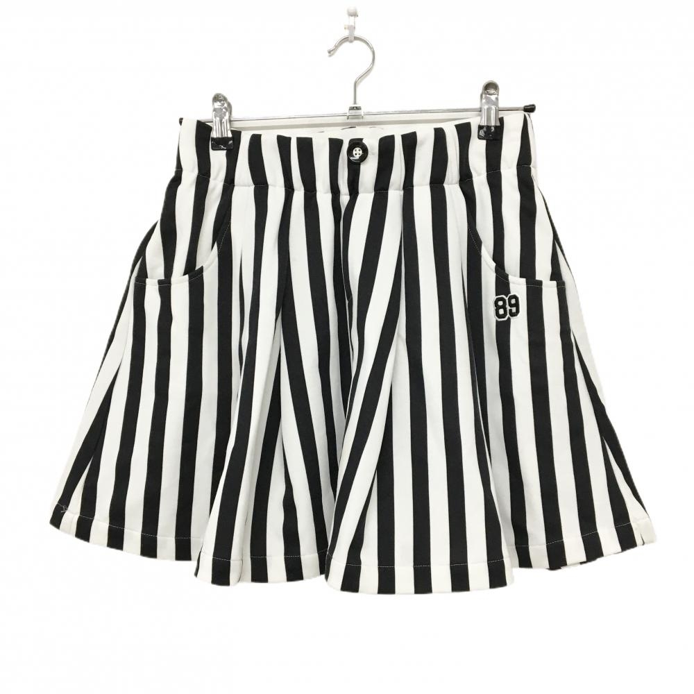 パーリーゲイツ　ゴルフ　スカート　フレア　白　黒　総柄　春秋冬　サイズＳ　新品 パーリーゲイツ スカート 白×黒 ストライプ フレア レディース 0(S