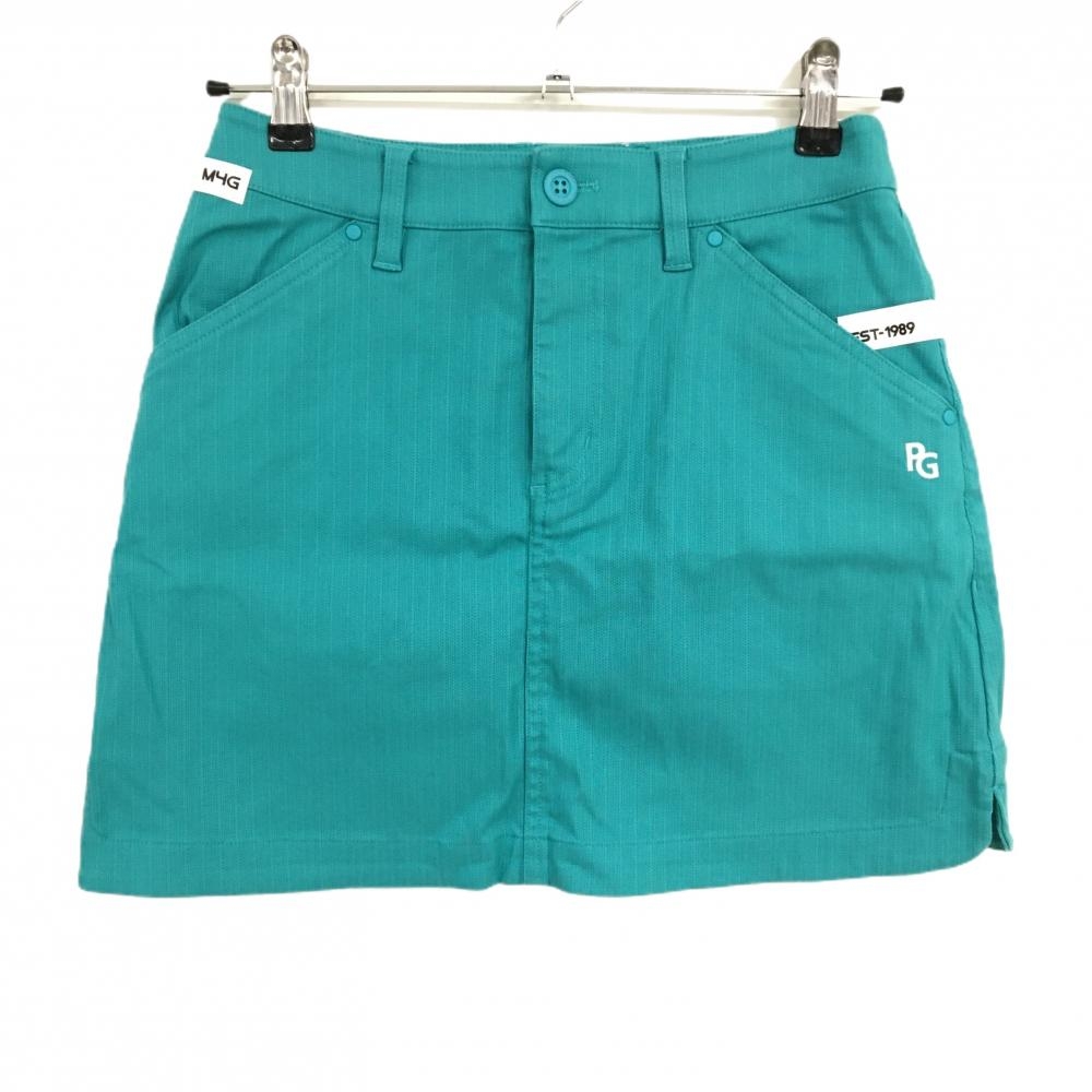 ブルー　スカート　パーリーゲイツ　XS サイズ　00 ゴルフウェア 超美品】パーリーゲイツ スカート ブルーグリーン系 ストライプ調 ロゴ