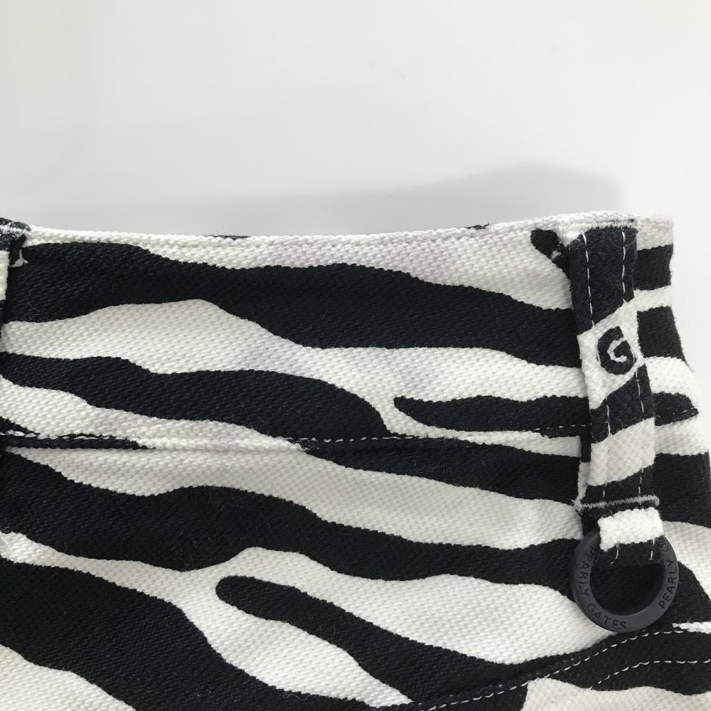 PEARLY GATES パーリーゲイツ 総柄 スカート 白 黒 XS 00 パーリーゲイツ スカート 白×黒 ゼブラ総柄 ウエスト・裾裏汚れ