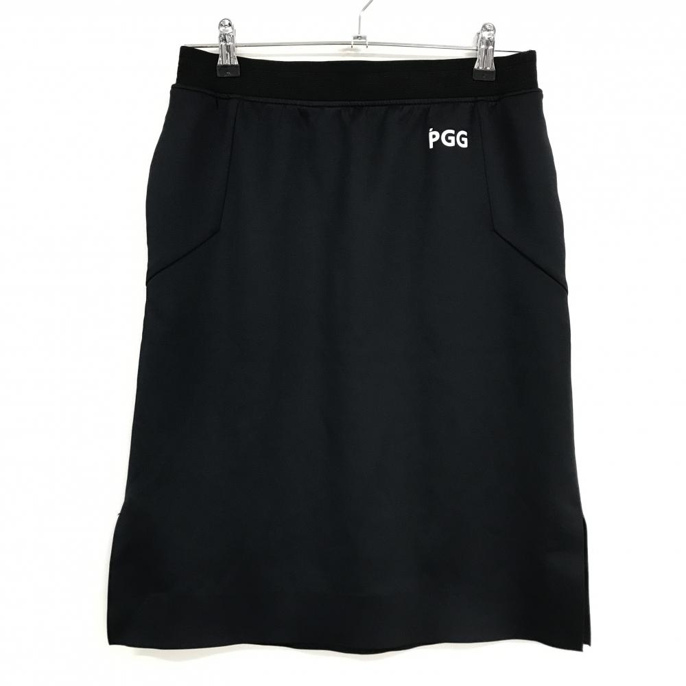 【美品】PGGパーリーゲイツ スカート ダークネイビー×白 ロゴプリント ウエストゴムロゴ  レディース 1(M) ゴルフウェア PEARLY GATES