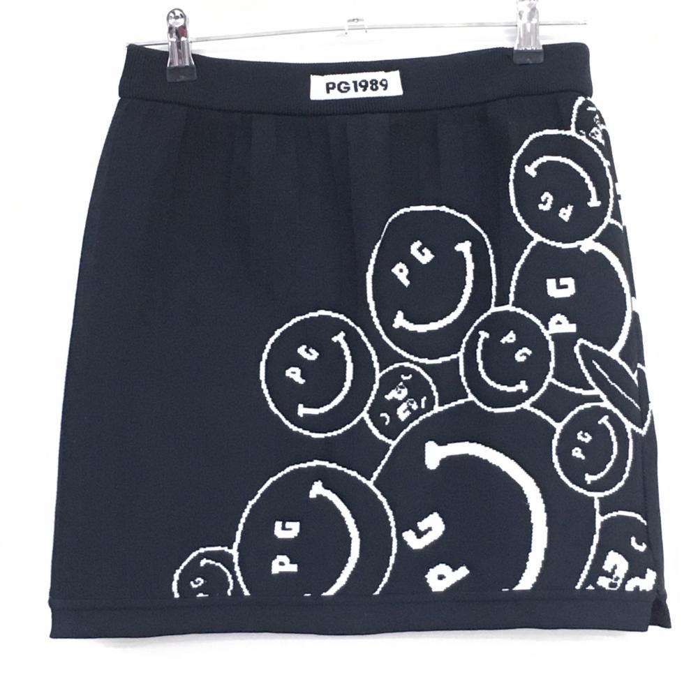 パーリーゲイツ ニットスカート ダークネイビー×白 一部ニコちゃん総柄 レディース 1(M) ゴルフウェア 2025年モデル PEARLY GATES