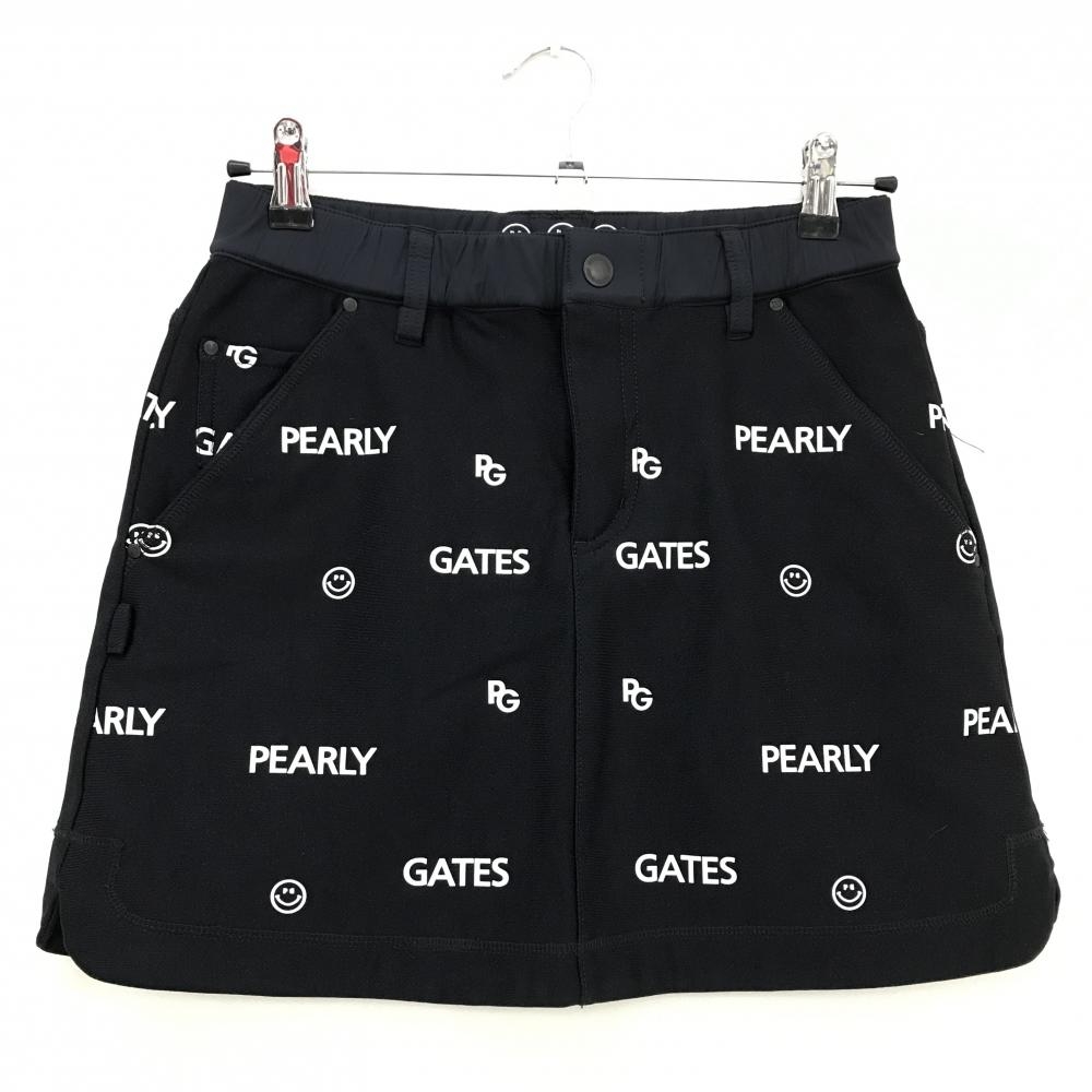 【美品】パーリーゲイツ スカート ネイビー×白 ロゴ総柄 レディース 0(S) ゴルフウェア PEARLY GATES