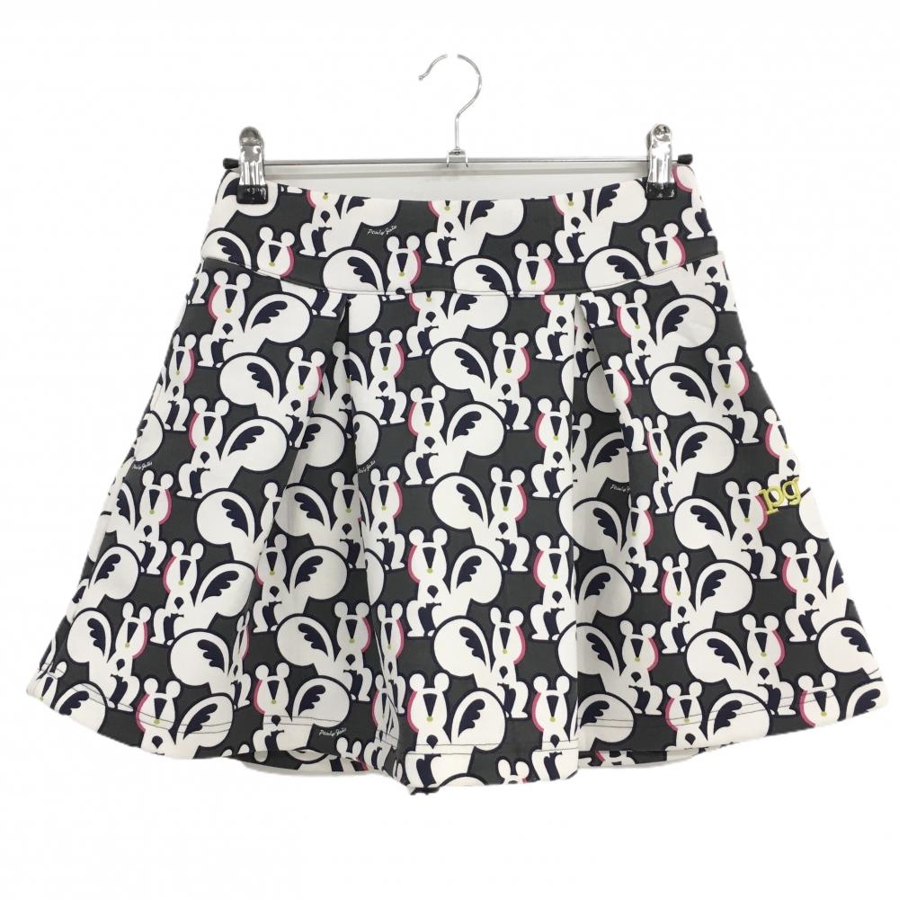 【新品】パーリーゲイツ スカート グレー×白 リス総柄 レディース 0(S) ゴルフウェア PEARLY GATES