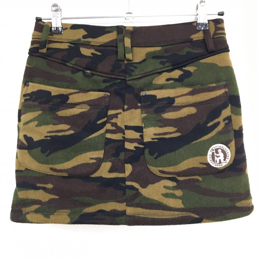 パーリーゲイツ ニットスカート ブラウン×カーキ カモフラ柄 迷彩