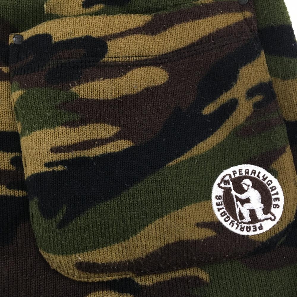 パーリーゲイツ ニットスカート ブラウン×カーキ カモフラ柄 迷彩