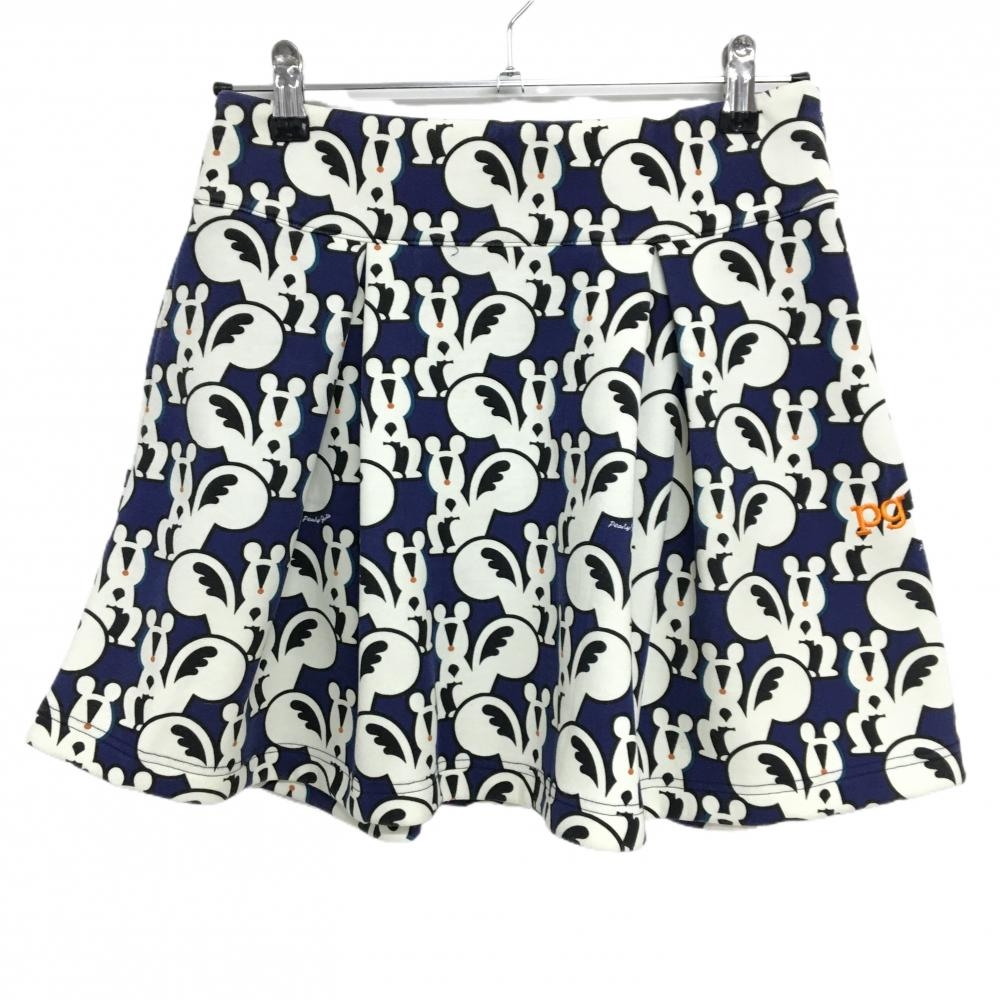 パーリーゲイツ スカート ネイビー×白 リス総柄 レディース 0(S