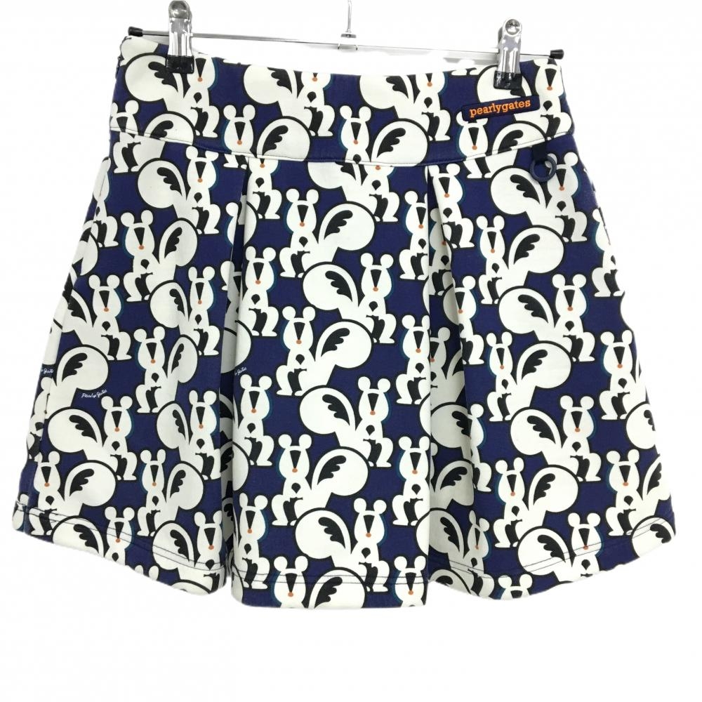 パーリーゲイツ スカート ネイビー×白 リス総柄 レディース 0(S