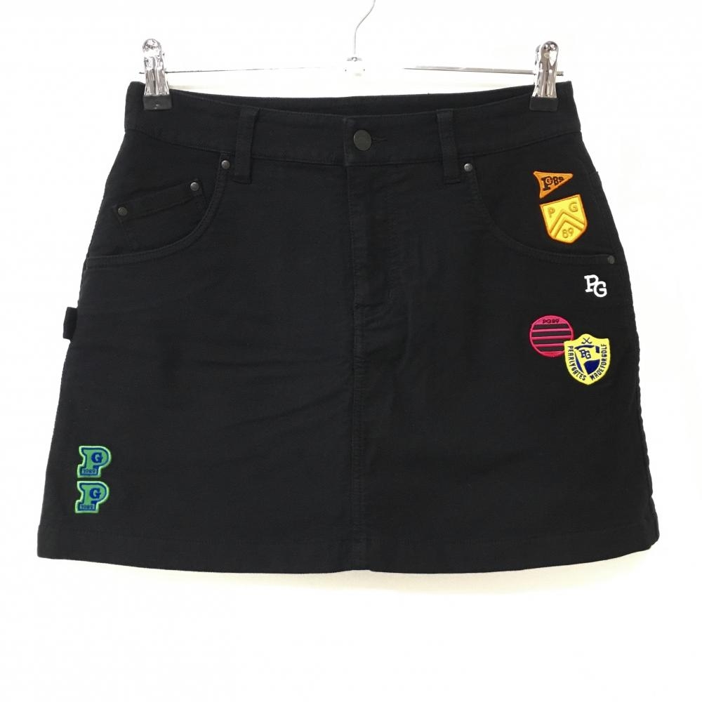 【美品】パーリーゲイツ スカート 黒 起毛素材 ストレッチ レディース 1(M) ゴルフウェア PEARLY GATES