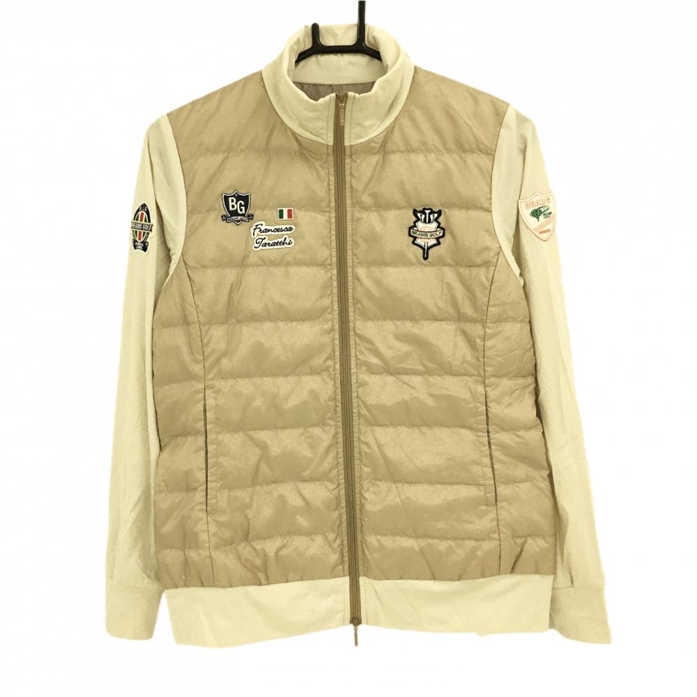 【美品】ビームスゴルフ ダウンジャケット ベージュ 身頃ダウン レディース M ゴルフウェア BEAMS GOLF