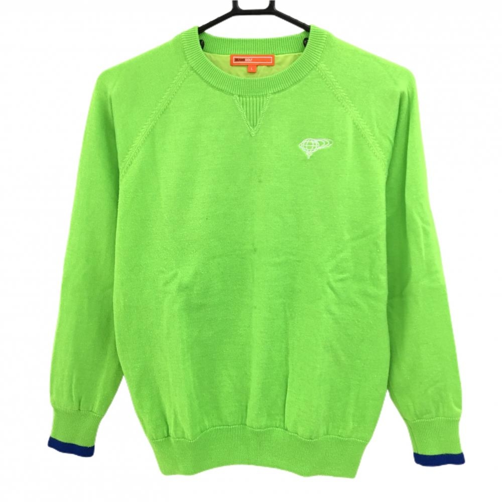 ビームスゴルフ セーター ライトグリーン×ブルー ロゴ刺しゅう ニット 裏地あり レディース L ゴルフウェア BEAMS GOLF