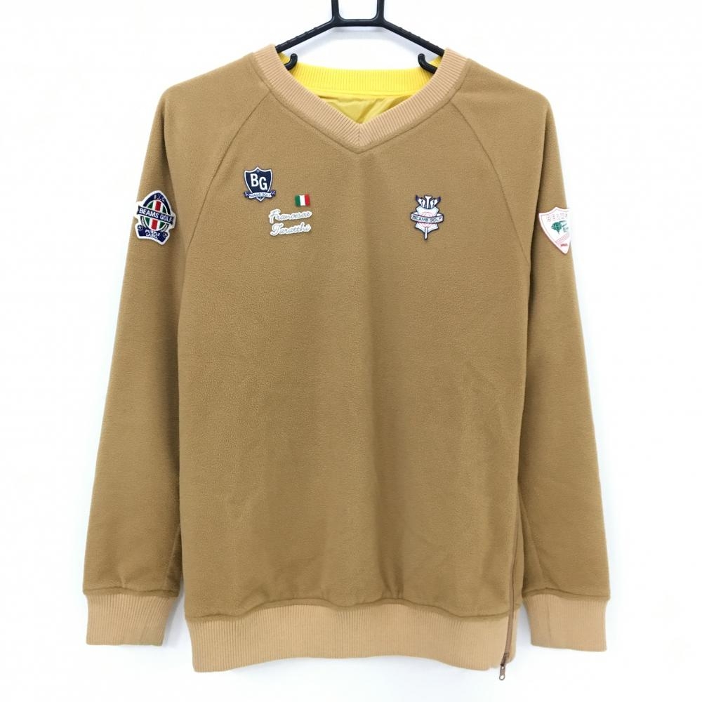 ビームスゴルフ リバーシブルスニード ライトブラウン×イエロー フリース生地   レディース M ゴルフウェア BEAMS GOLF