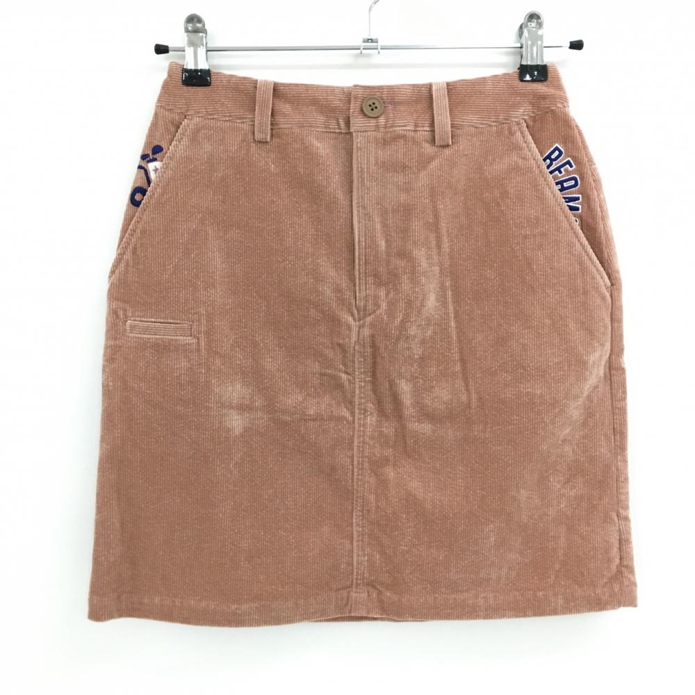 【超美品】ビームスゴルフ コーデュロイスカート ブラウン系 ポケット口刺しゅう レディース S ゴルフウェア BEAMS GOLF