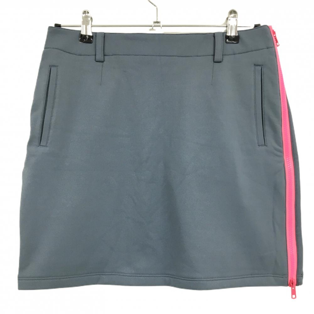 【美品】ビームスゴルフ スカート グレー×ネオンピンク サイドジップ ストレッチ 裏起毛 レディース M ゴルフウェア BEAMS GOLF