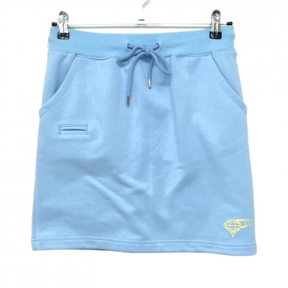 【超美品】ビームスゴルフ スカート ライトブルー 裏微起毛 スウェット ウエストゴム＆調節紐  レディース S ゴルフウェア BEAMS GOLF