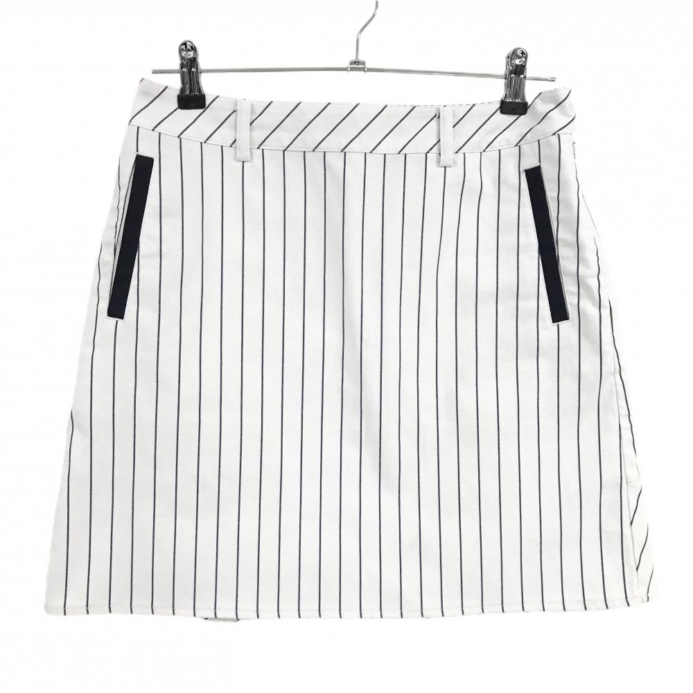 ビームスゴルフ スカート 白×ネイビー ストライプ レディース L ゴルフウェア BEAMS GOLF